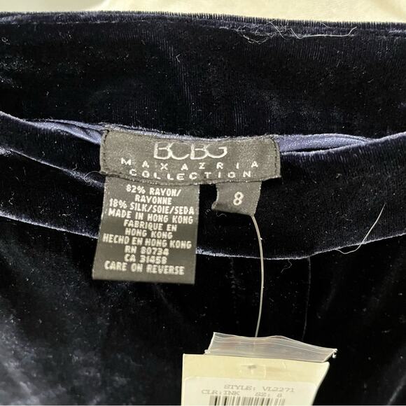NEW BCBGMaxAzria Navy Velvet Silk Wide Leg Relaxed Ankle Length Trousers 8 NWT - Picture 16 of 16